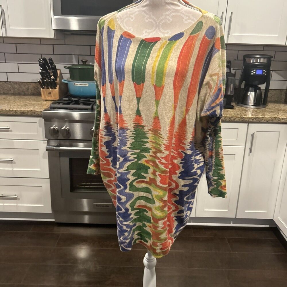 Maya Antonia Loose Sweater Dress Long Sleeve Pencil Medium Large Colorful - Picture 5 of 15